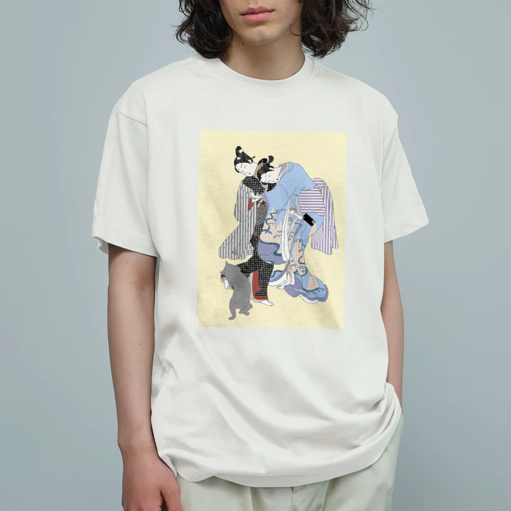 keeeeeep smilingの参戦する猫 （ LINEをめぐる戦い） Organic Cotton T-Shirt