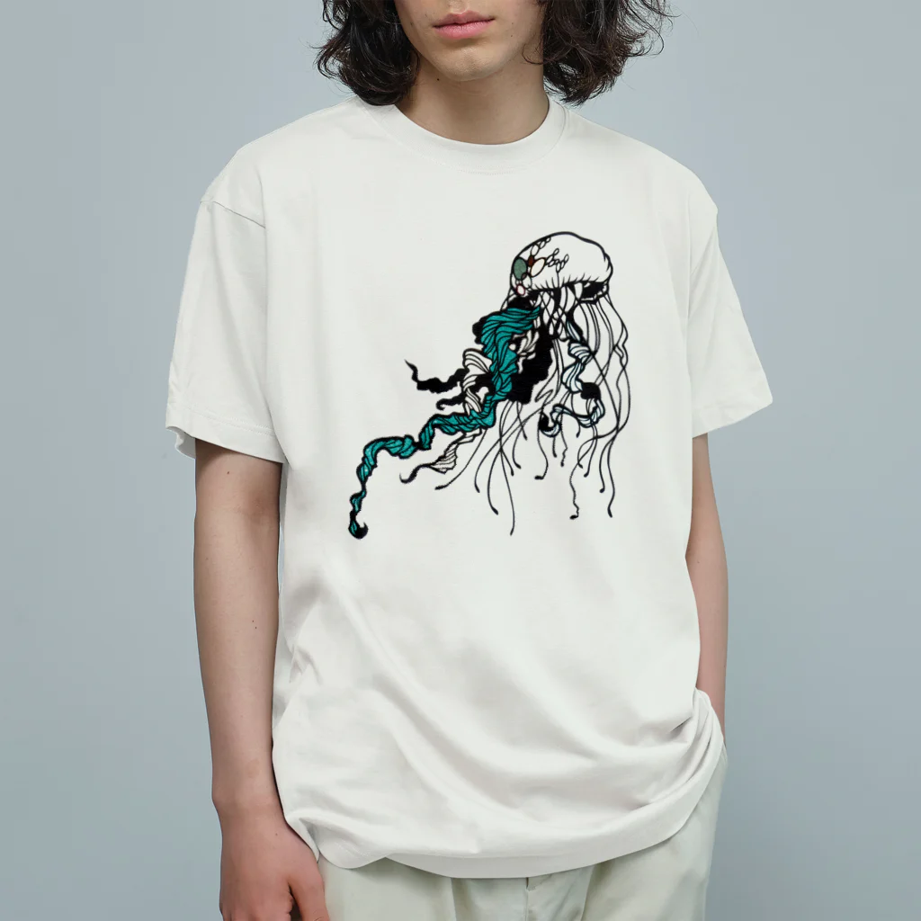 切り絵草太の漂うクラゲ オーガニックコットンTシャツ