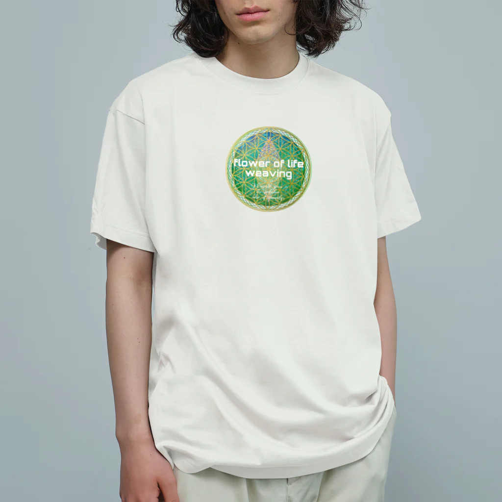💖宇宙整体♪🌈♪こころからだチャンネル♪💖のFlower of  Life waving  🌈LOGO version Organic Cotton T-Shirt