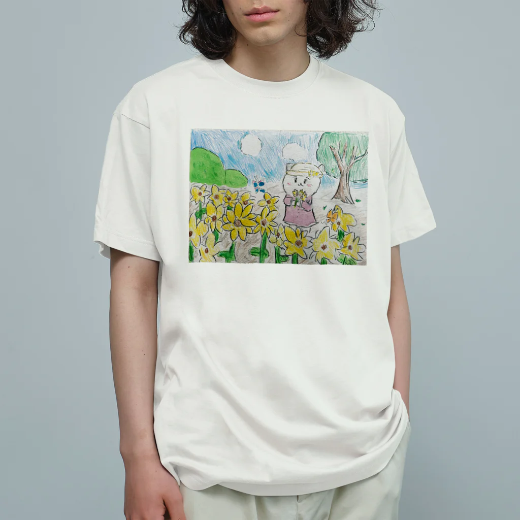 かのパピのお花畑とわたし オーガニックコットンTシャツ