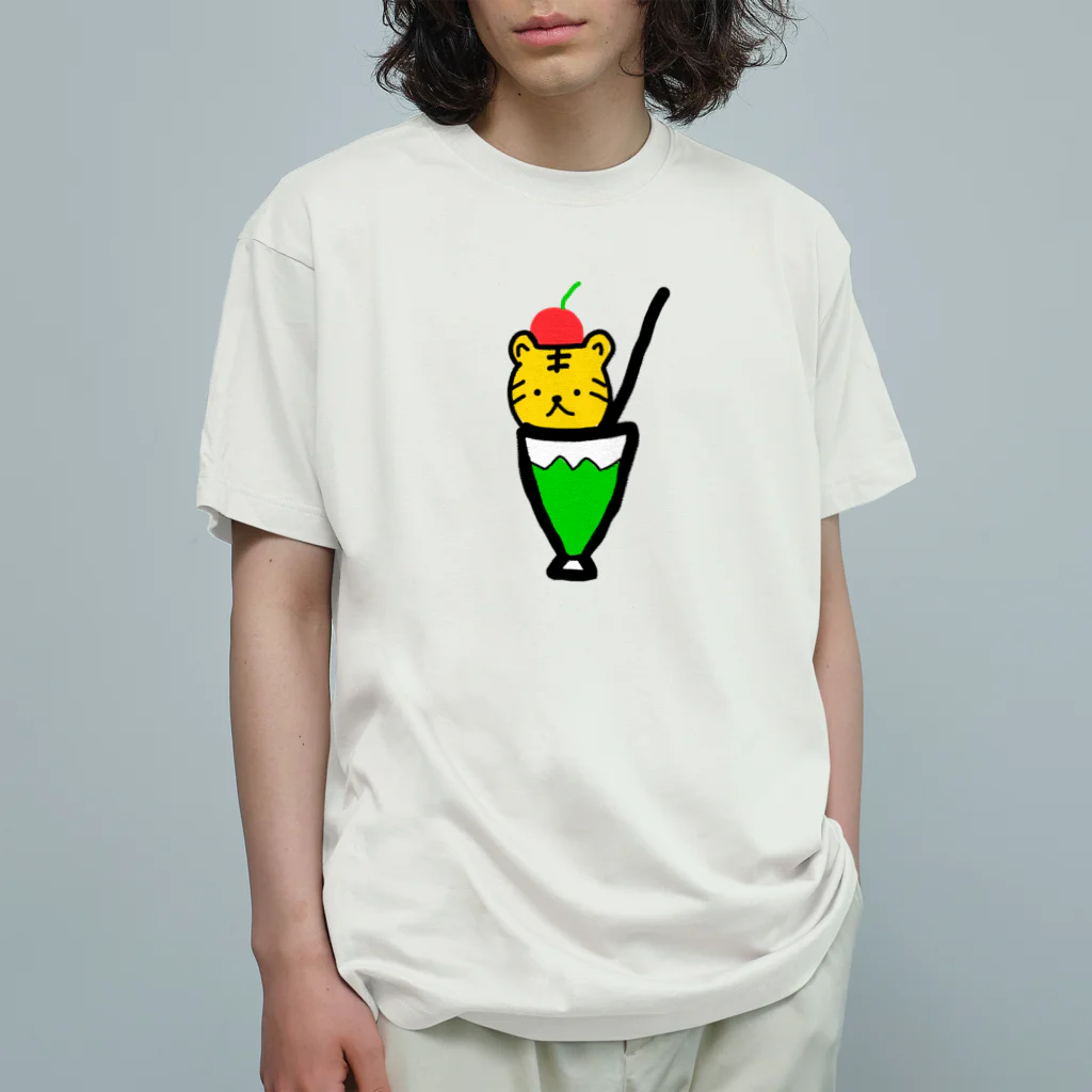 ichitoniiのトラ君、クリームソーダになる！ オーガニックコットンTシャツ