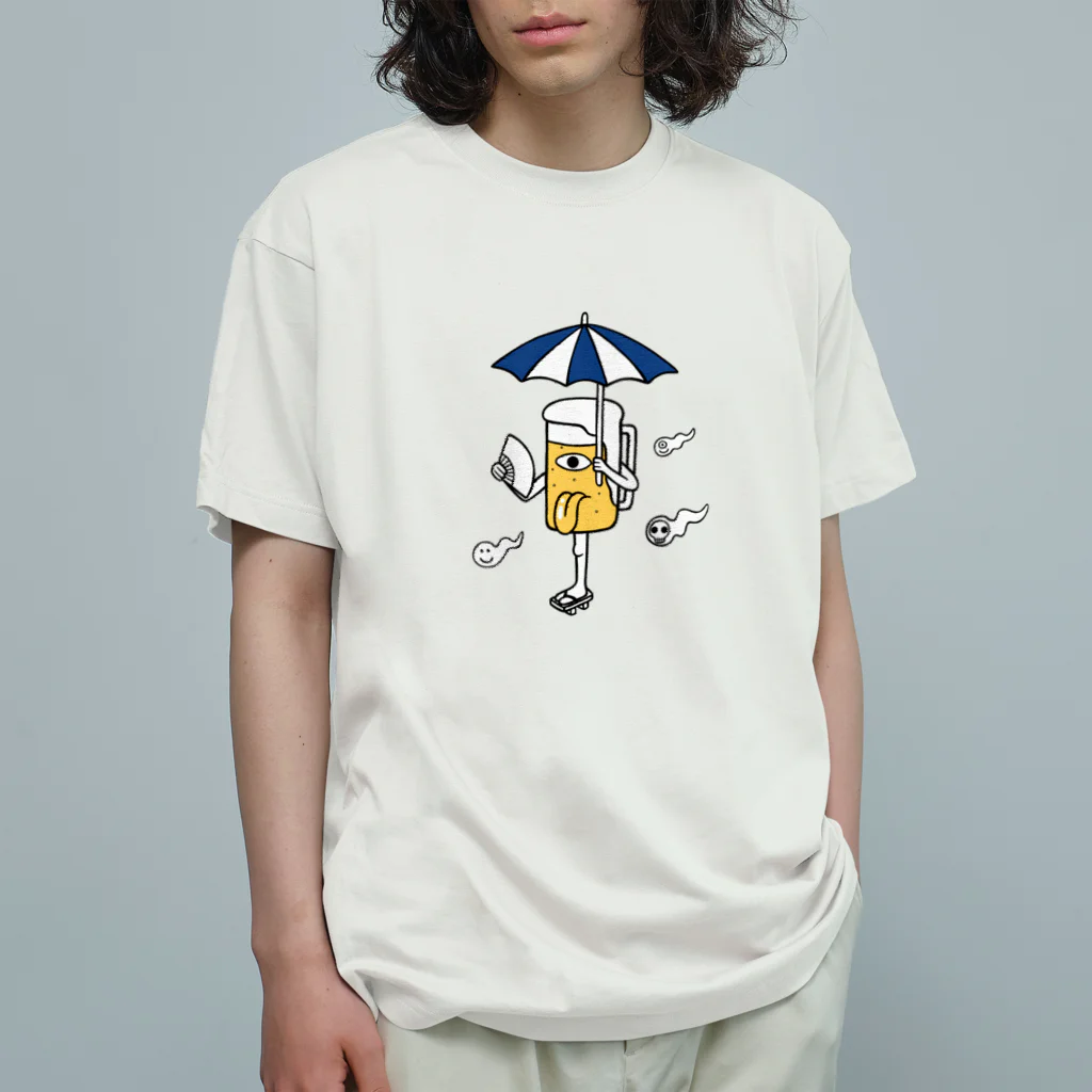 リュウラクドウの唐傘ビールお化け Organic Cotton T-Shirt