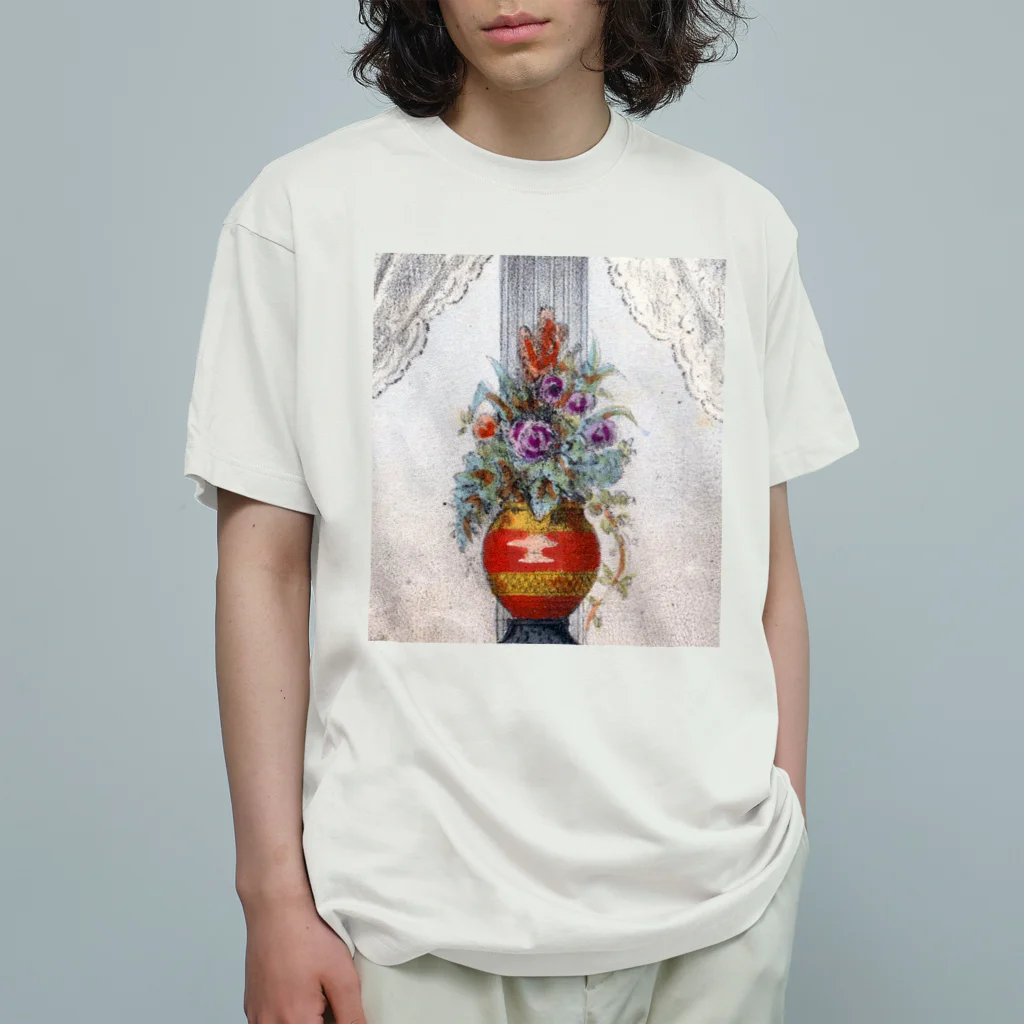 PALA's SHOP　cool、シュール、古風、和風、のflower arrangement　 オーガニックコットンTシャツ