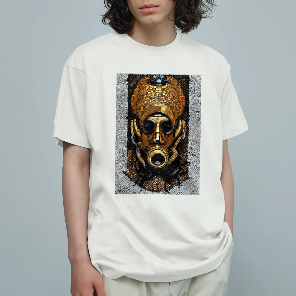 D-MALIBUのガスマスクをする古代ファラオのモザイクアート オーガニックコットンTシャツ