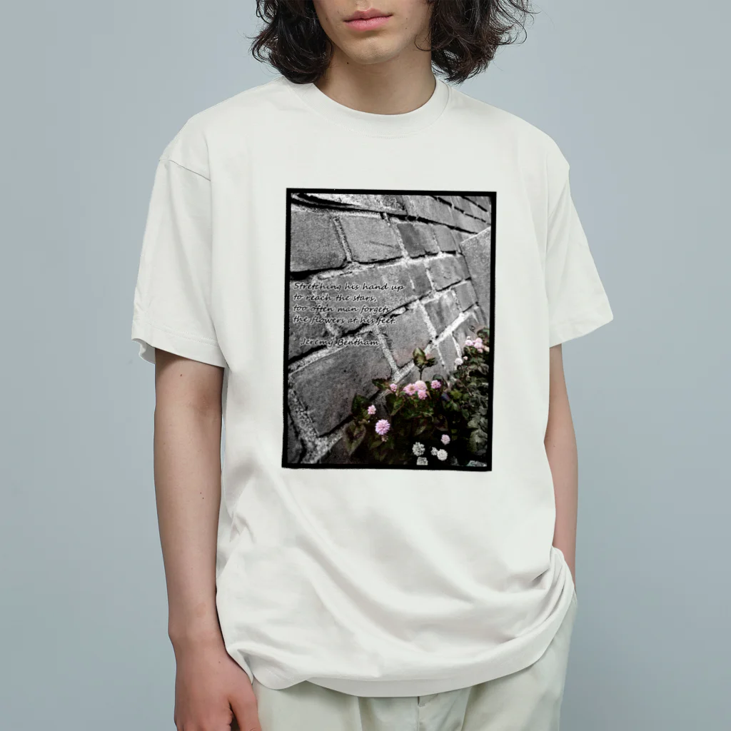hisamerukaの人生を豊かにする格言・足元の花 オーガニックコットンTシャツ