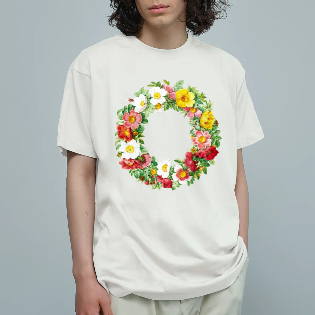 Hungry Freaksのバラの花輪 オーガニックコットンTシャツ