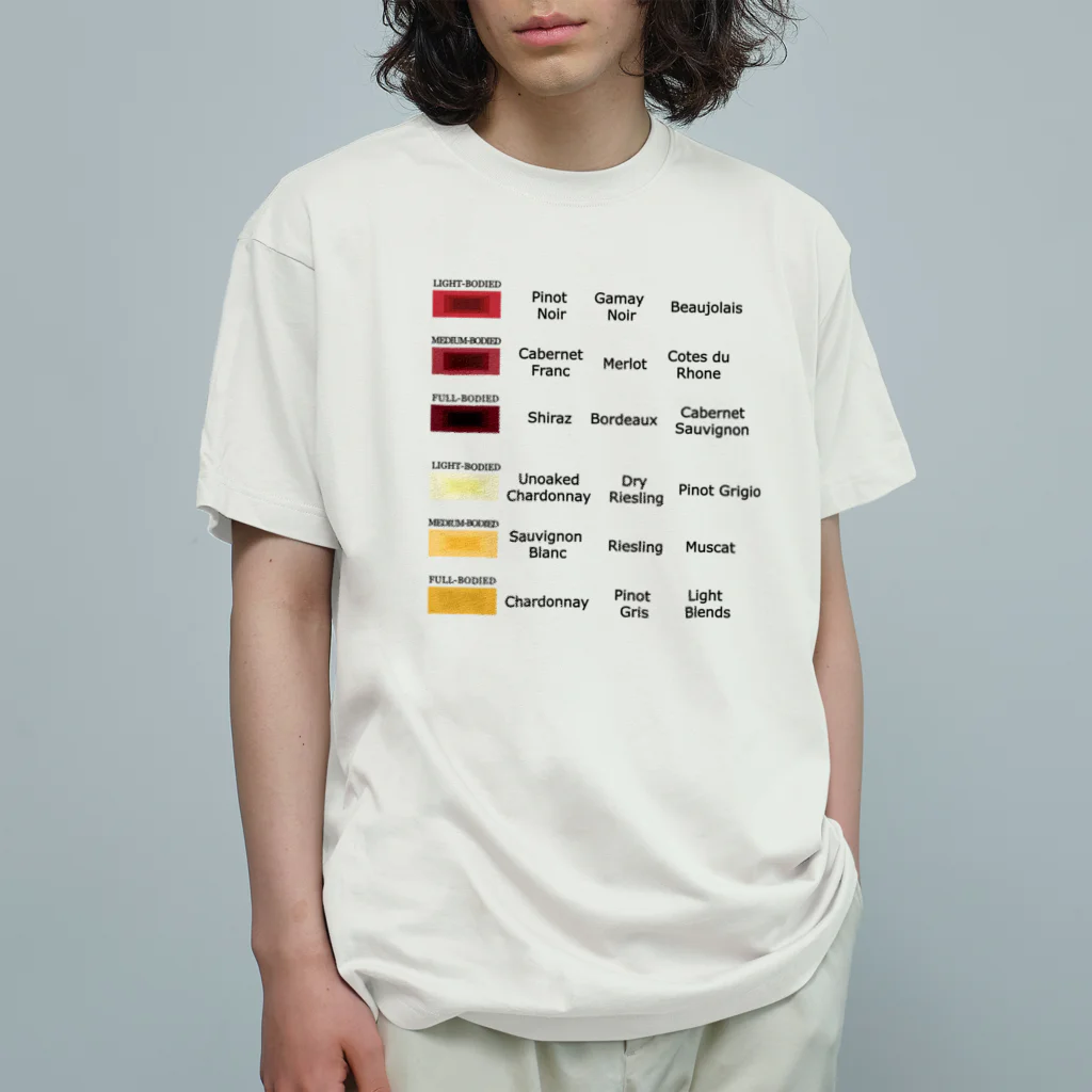 ヒロシオーバーダイブのワイン好きのためのカラーチャート（PART2) オーガニックコットンTシャツ