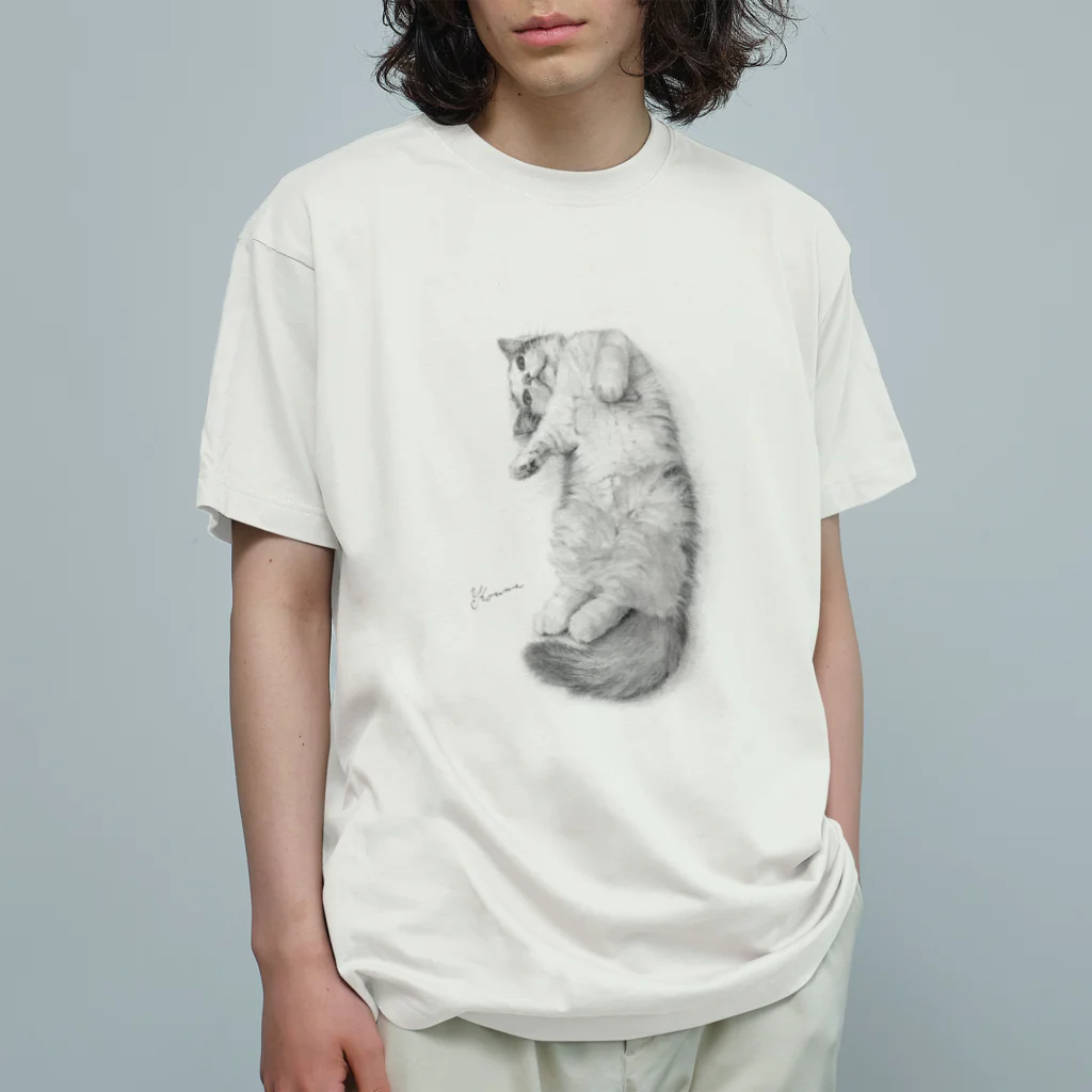 こうめ屋のミルクちゃん　ミヌエットの女のコ　猫　ヘソ天 オーガニックコットンTシャツ