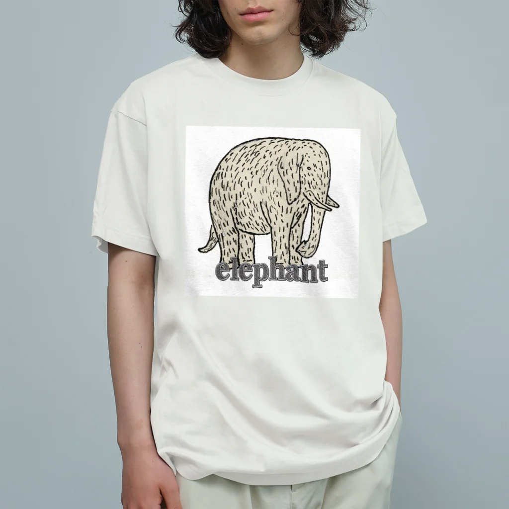 PALA's SHOP　cool、シュール、古風、和風、のelephant　　(backプリント）[一部表プリント」 Organic Cotton T-Shirt