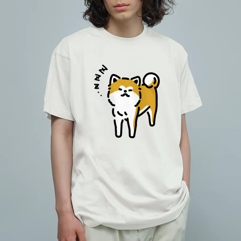 おもかわ〜おもしろい・かわいい専門店〜の立ち寝秋田犬 オーガニックコットンTシャツ