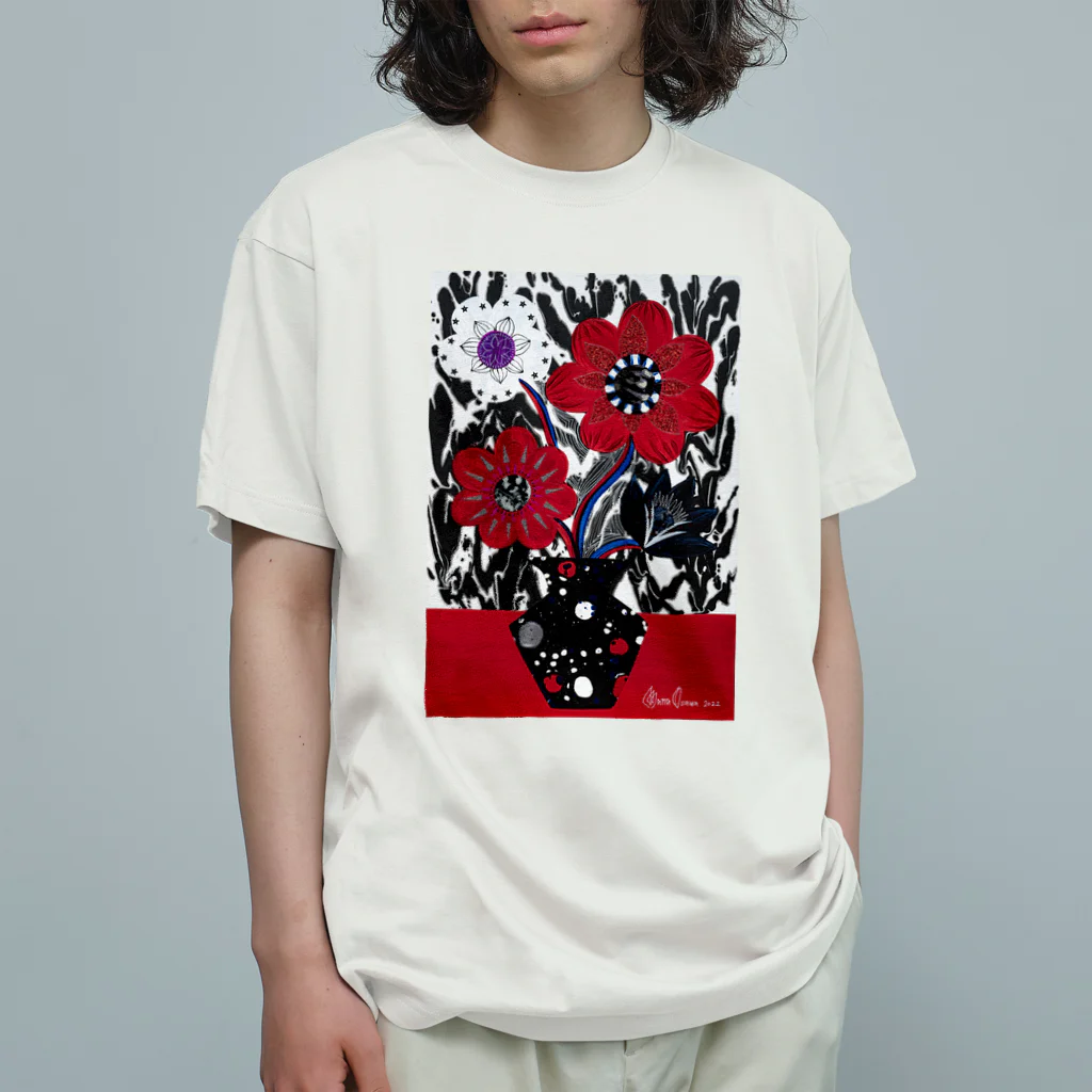 大沢愛 |Mana Osawa アートグッズのアネモネ マーブルブラック Organic Cotton T-Shirt