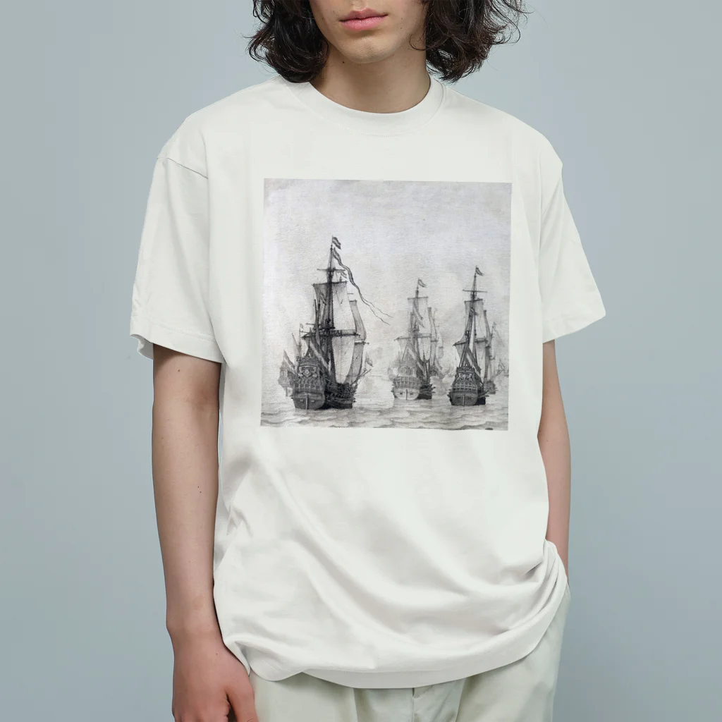 PALA's SHOP　cool、シュール、古風、和風、のダンケルクの戦い ウィレム・ファン・デ・ヴェルデ（I） 1659年 Organic Cotton T-Shirt