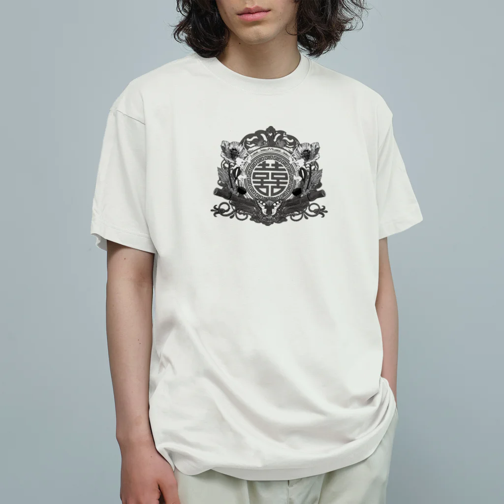 中華呪術堂（チャイナマジックホール）の【白黒】幻想阿片中華紋 オーガニックコットンTシャツ