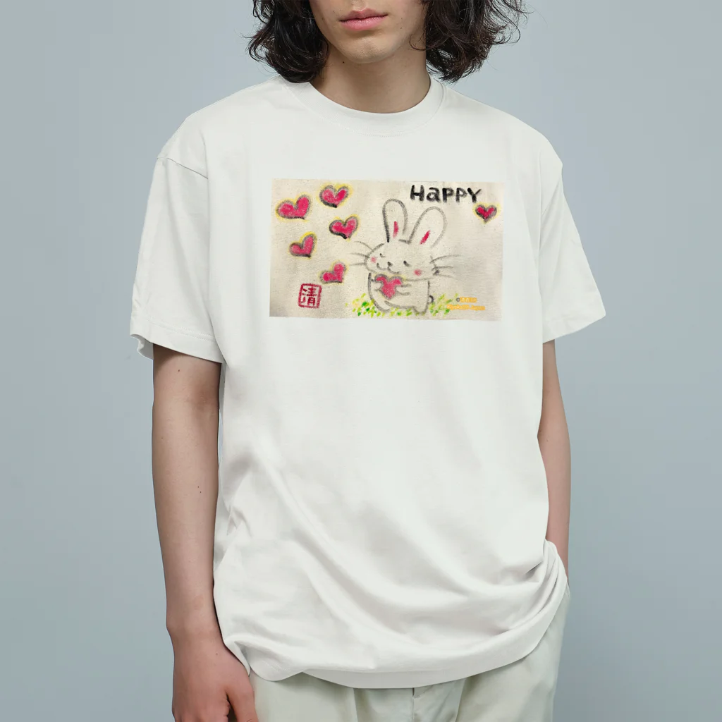 KIYOKA88WONDERLANDのうさぎちゃん。HAPPY オーガニックコットンTシャツ