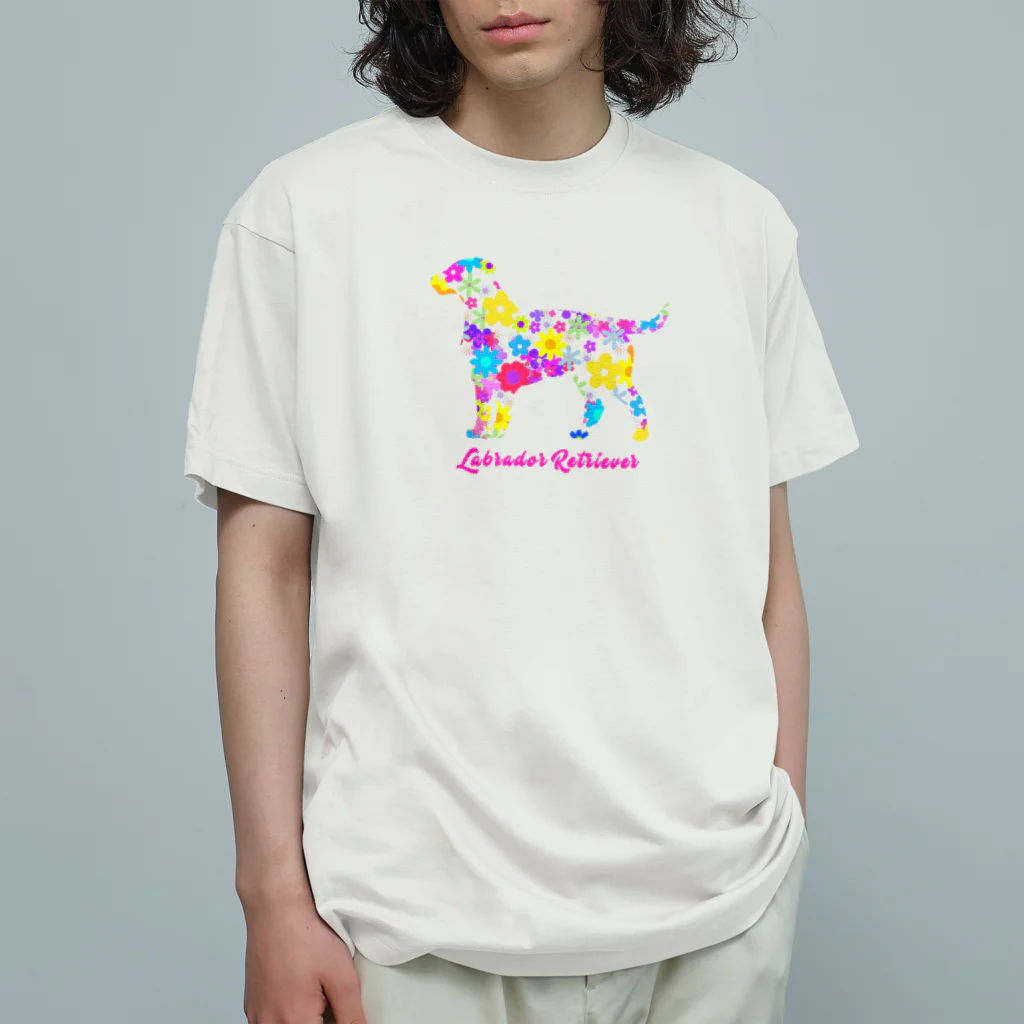 AtelierBoopのラブラドール　フラワーパーティ Organic Cotton T-Shirt