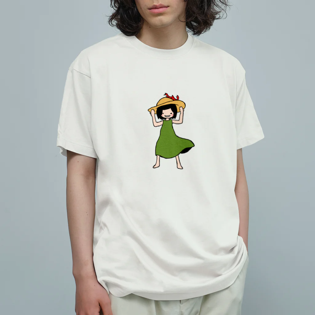 cicadasweetのむぎわらおんなのこ オーガニックコットンTシャツ