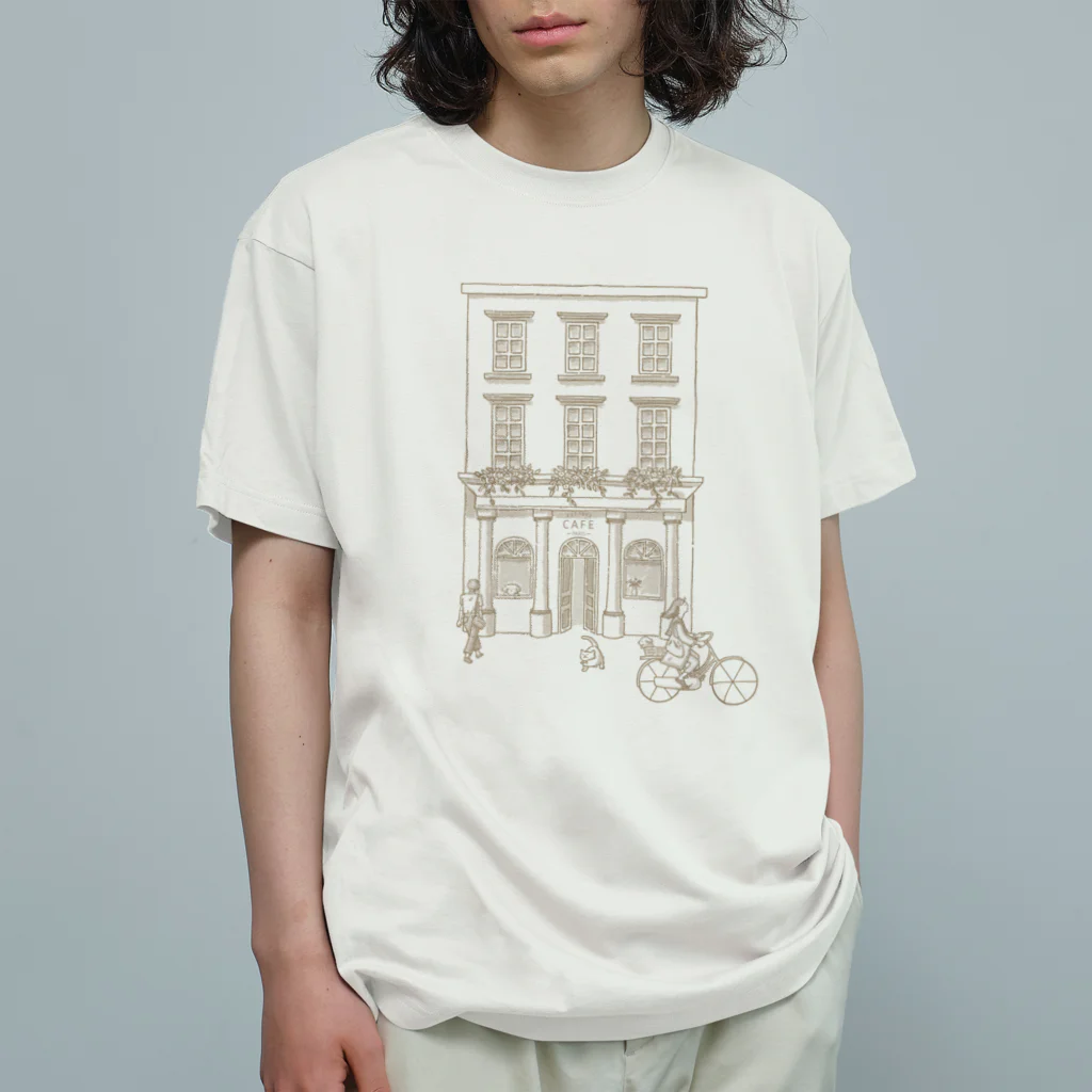 kiki25のパリのカフェ オーガニックコットンTシャツ