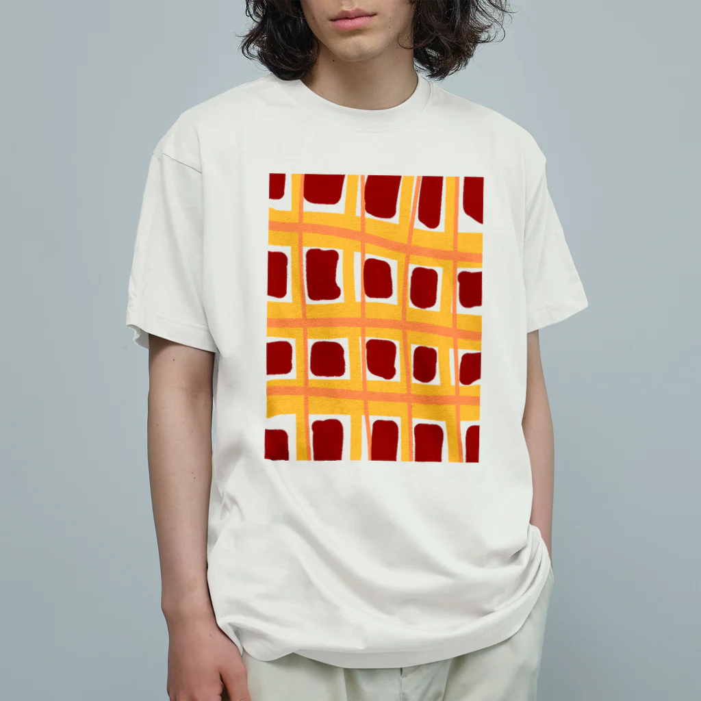 うにぽっぷこーんのゆるゆるちぇっく オーガニックコットンTシャツ