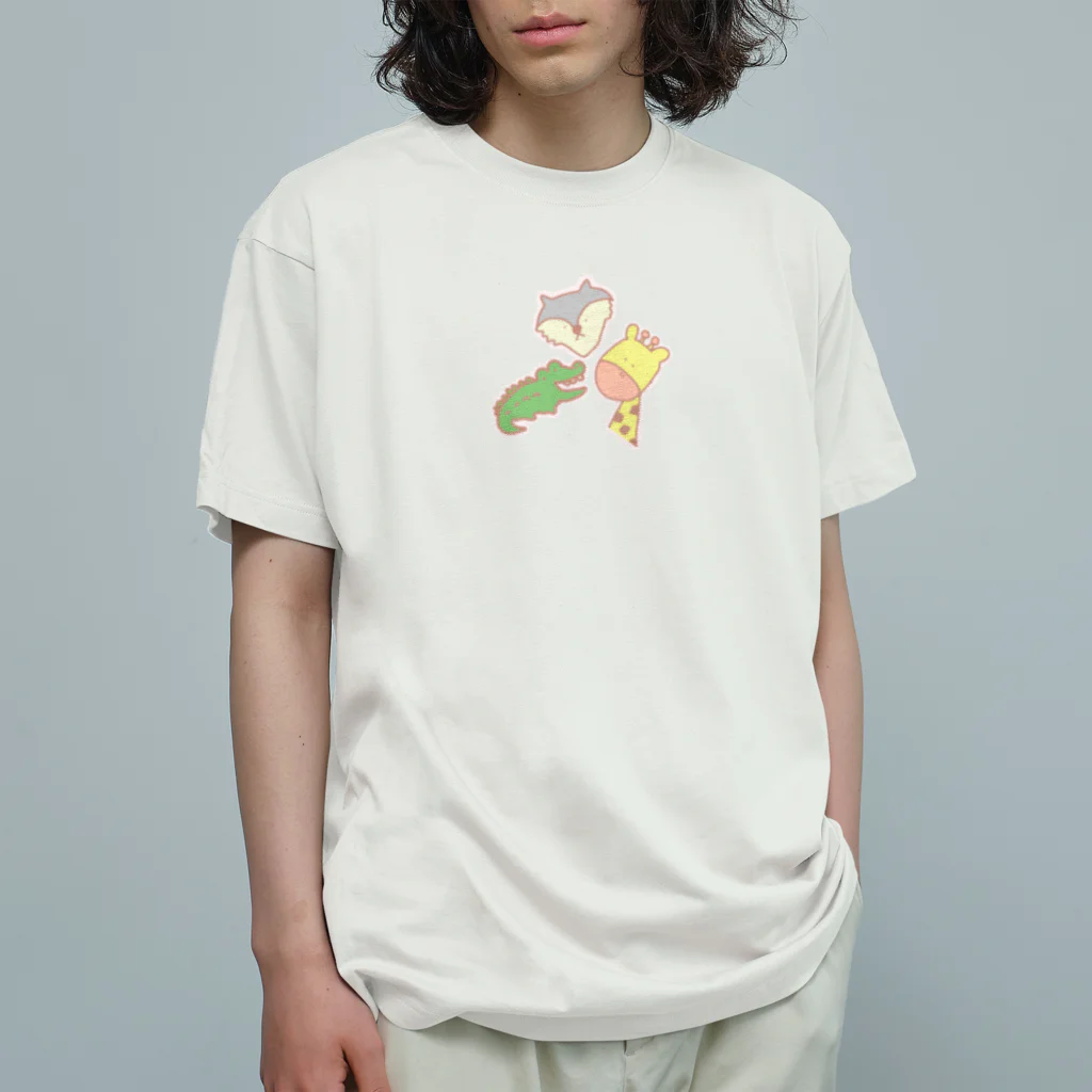 chikoショップのわに おおかみ きりん オーガニックコットンTシャツ