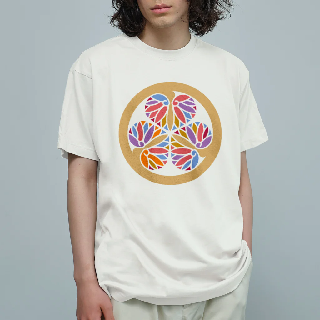 色重ね家紋／colorful_kamonの［色重ね家紋］三つ葉葵 Organic Cotton T-Shirt