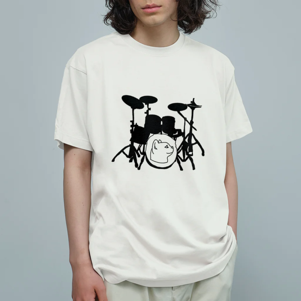 ロジローのドラム(ネコ)黒 Organic Cotton T-Shirt