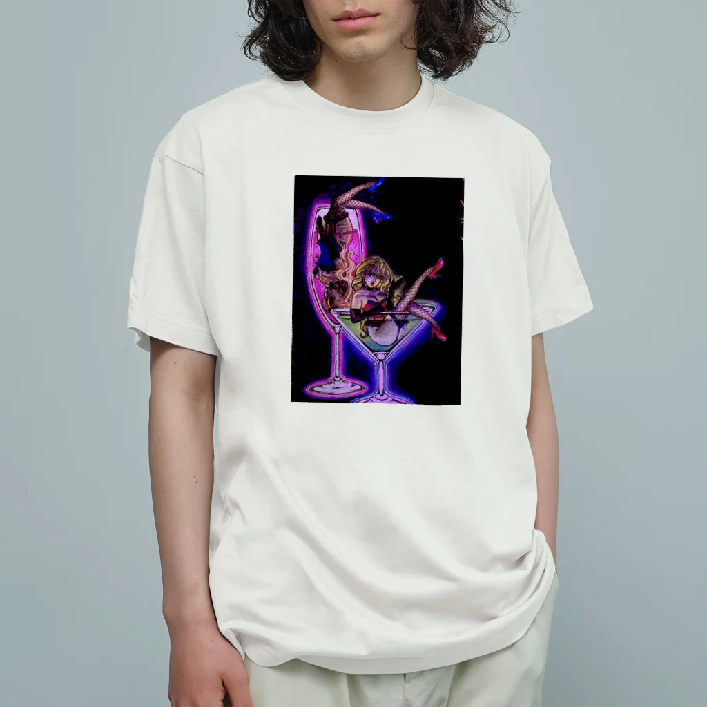 AKZの酒に溺れる夜の女 オーガニックコットンTシャツ