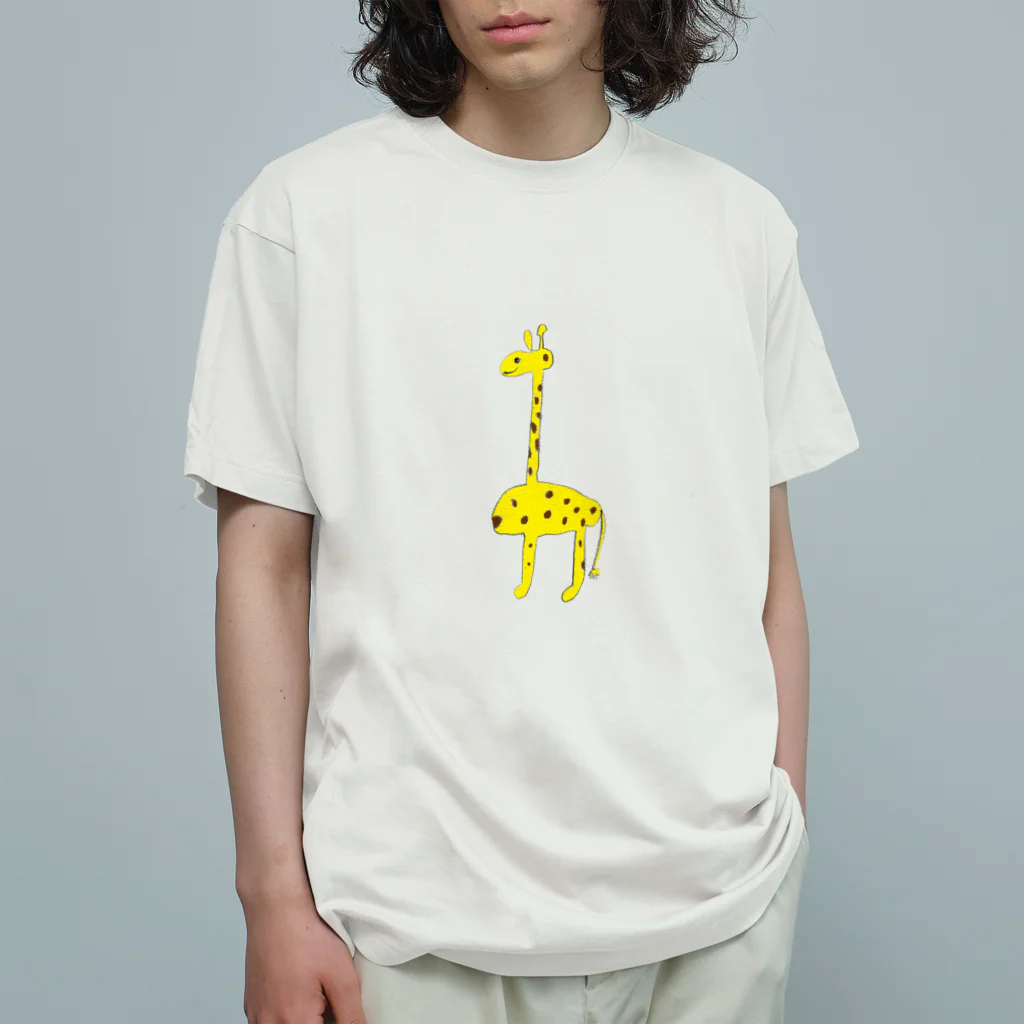 _mina_のきりん オーガニックコットンTシャツ