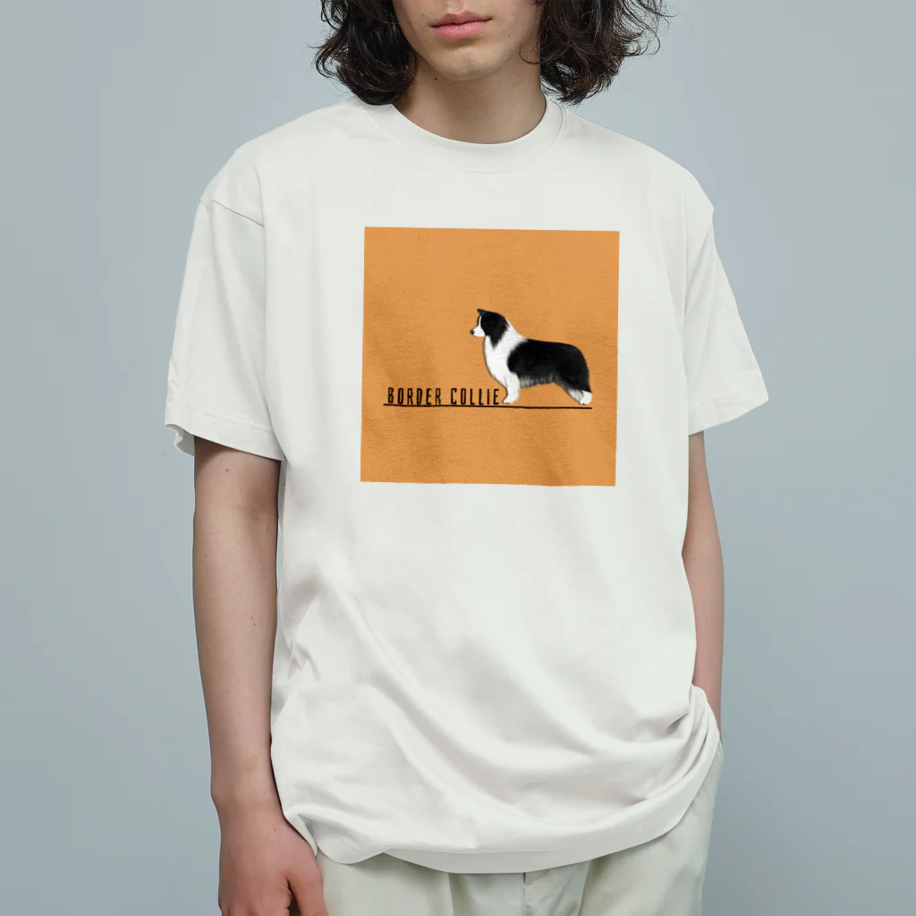 kcraft-bordercollieのボーダーコリー　モノクロver オーガニックコットンTシャツ