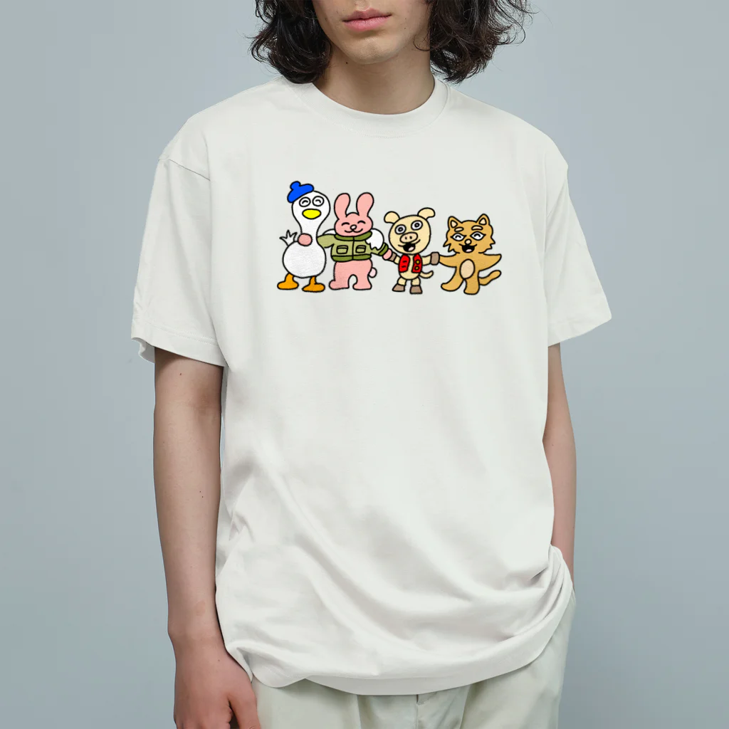 須田ふくろうのジャケうさと愉快な仲間たち オーガニックコットンTシャツ