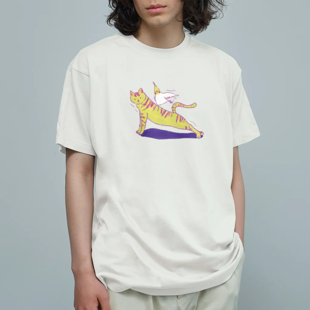 オグチヨーコの猫のびーー鳥スサーー オーガニックコットンTシャツ