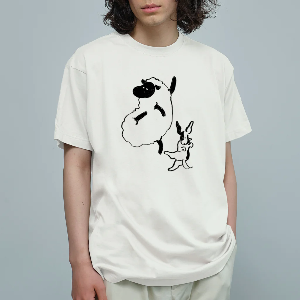 Satellite YetiのRUN A WAY ひつじと犬 Organic Cotton T-Shirt