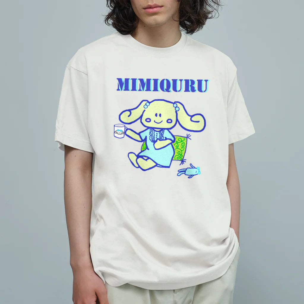  #satisfyingのMIMIQURU　ミミキュル　リラックス オーガニックコットンTシャツ