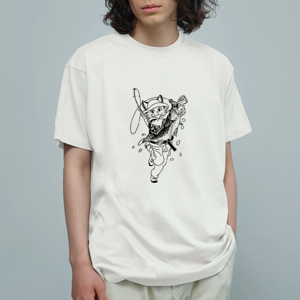 空想画学販売所のブラックバス釣り猫娘 Organic Cotton T-Shirt