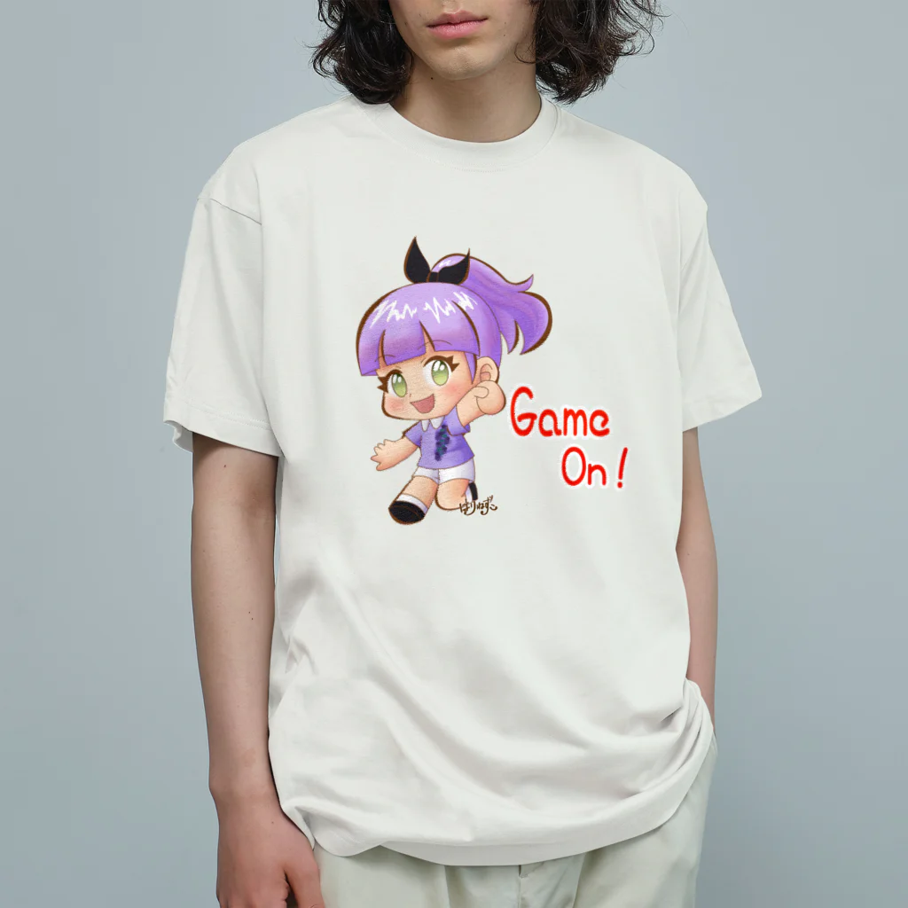 はりねずこのイラストのダーツ女子マリちゃんGame On! オーガニックコットンTシャツ