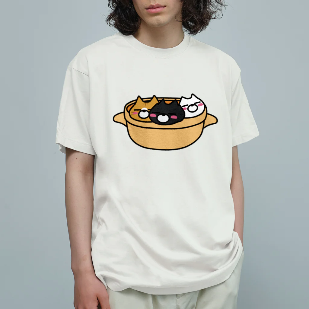 BADCAT GOODS SHOPの鍋ねこトリオ オーガニックコットンTシャツ