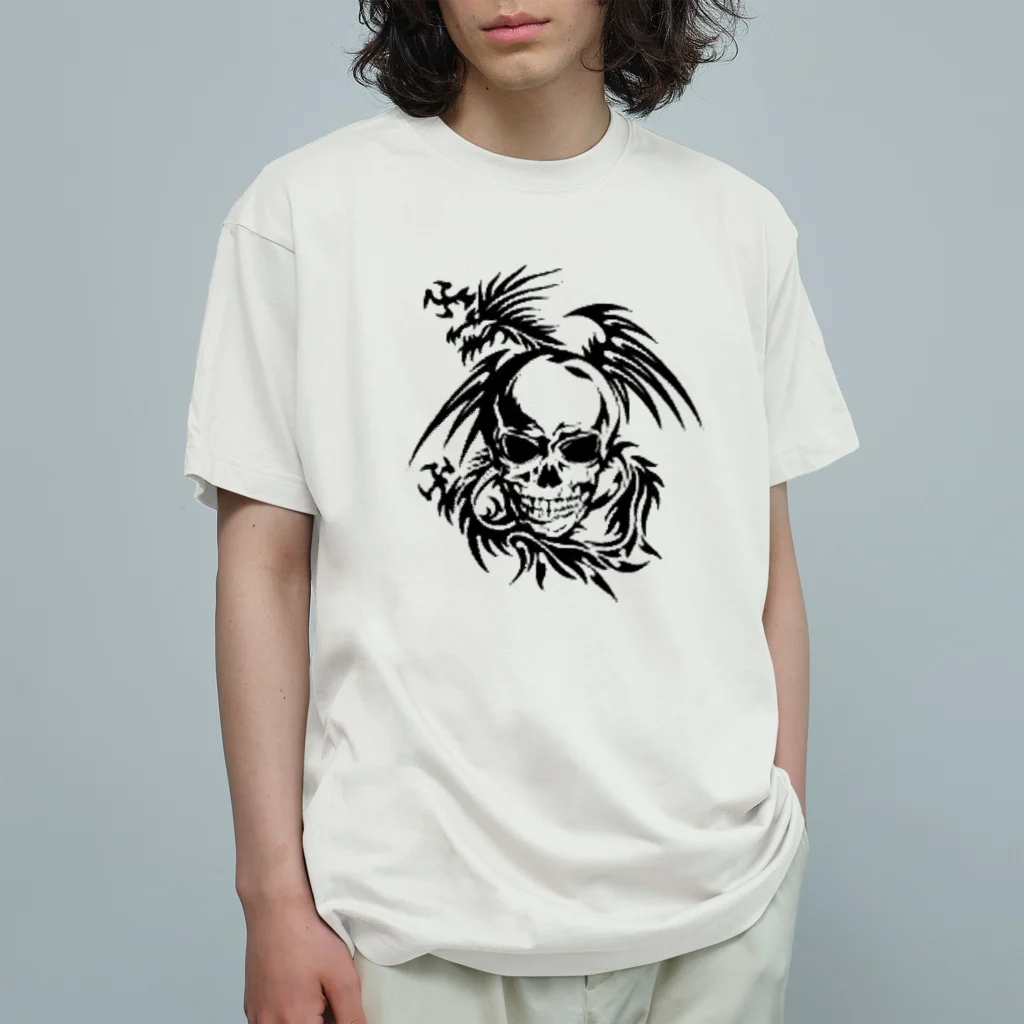 ❣ 𝐩𝐨𝐩 𝐜𝐨𝐥𝐥𝐞𝐜𝐭𝐢𝐨𝐧'𝐬 ❣のドラゴンスカルデザイン オーガニックコットンTシャツ