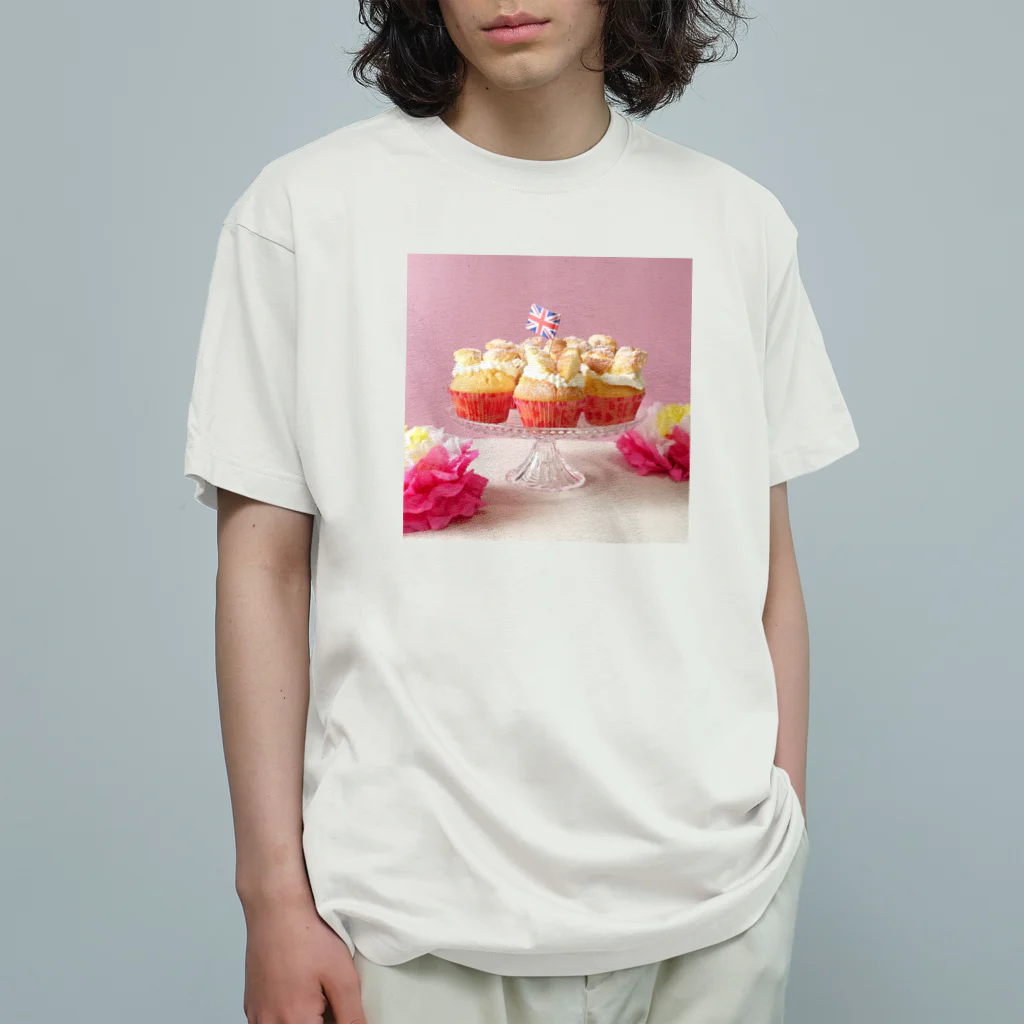 世界お菓子ばなしのバタフライカップケーキ スタンド オーガニックコットンTシャツ