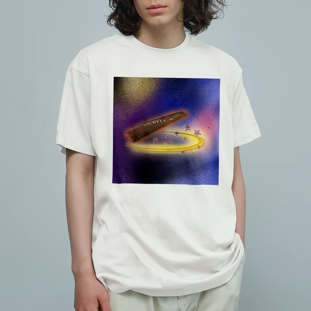 箏譜職人 織姫の箏と桜（箏譜「荒城の月」イメージ画像）正方形 Organic Cotton T-Shirt