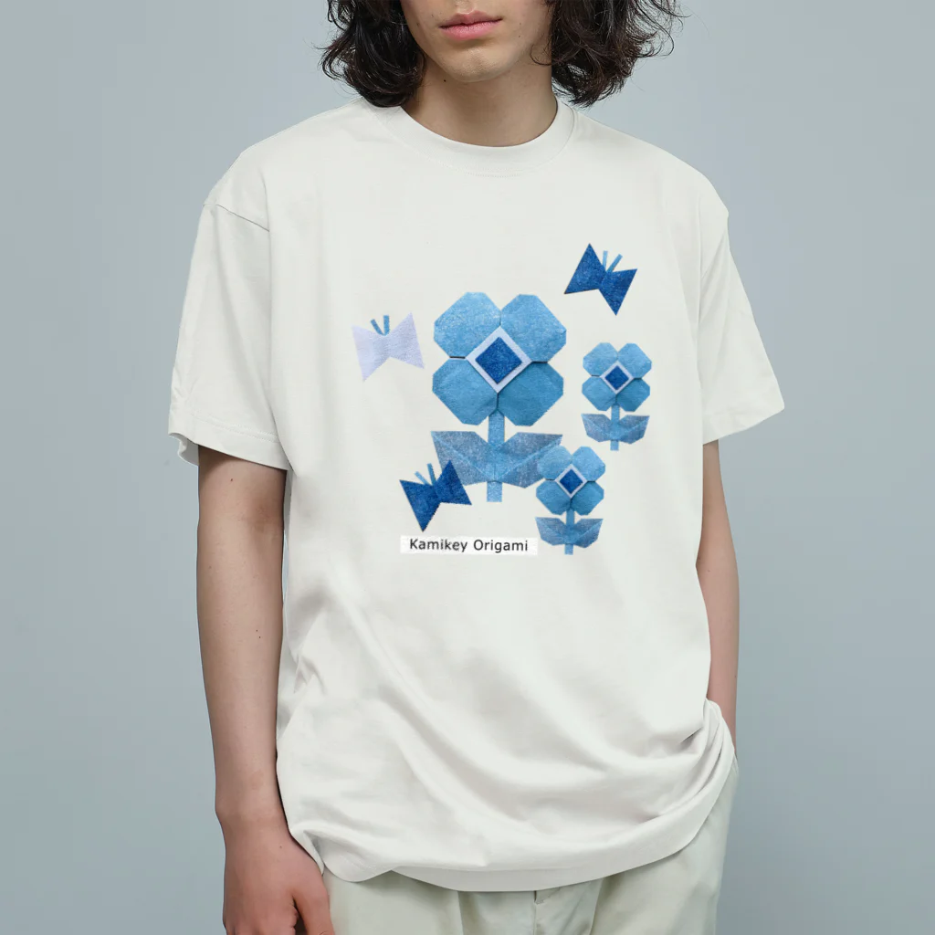 カミキィのブルーフラワー Organic Cotton T-Shirt