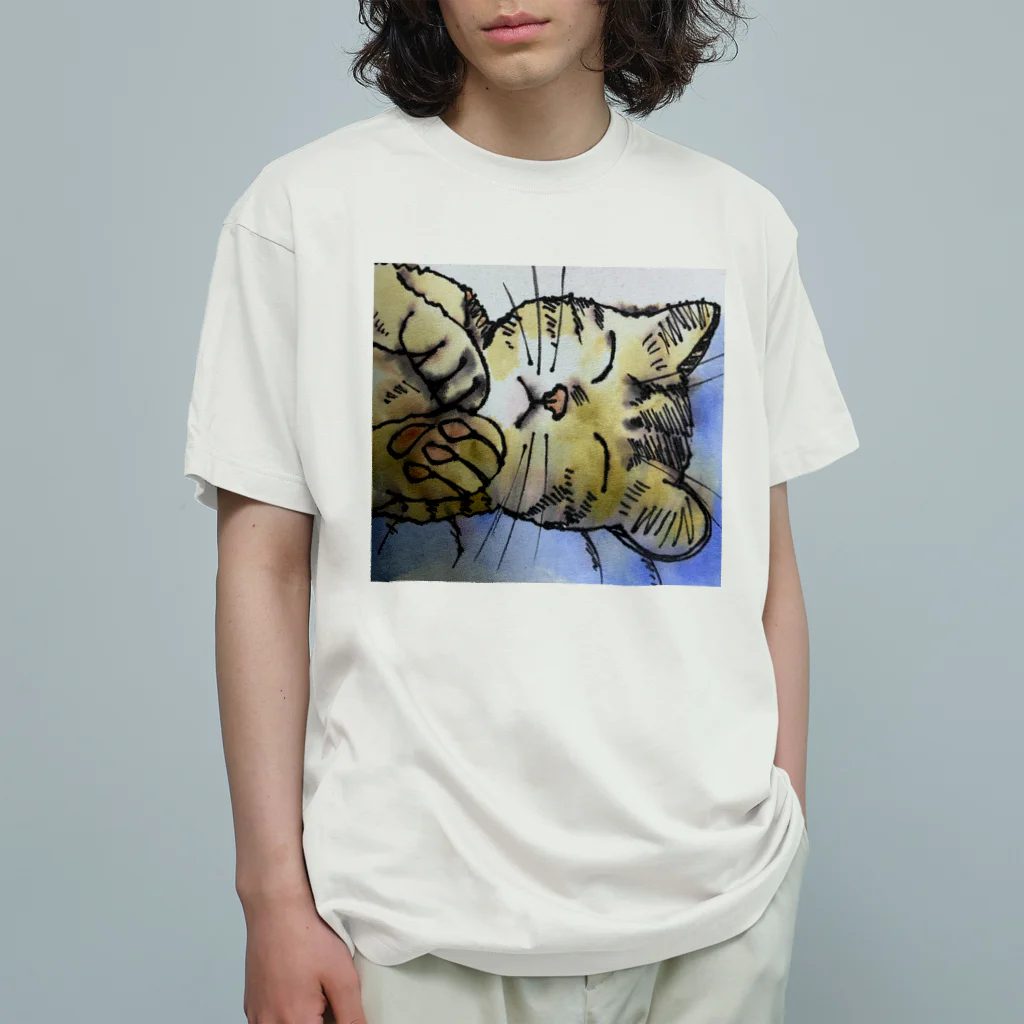 ケイケイの味わいニャンコの眠い猫 Organic Cotton T-Shirt