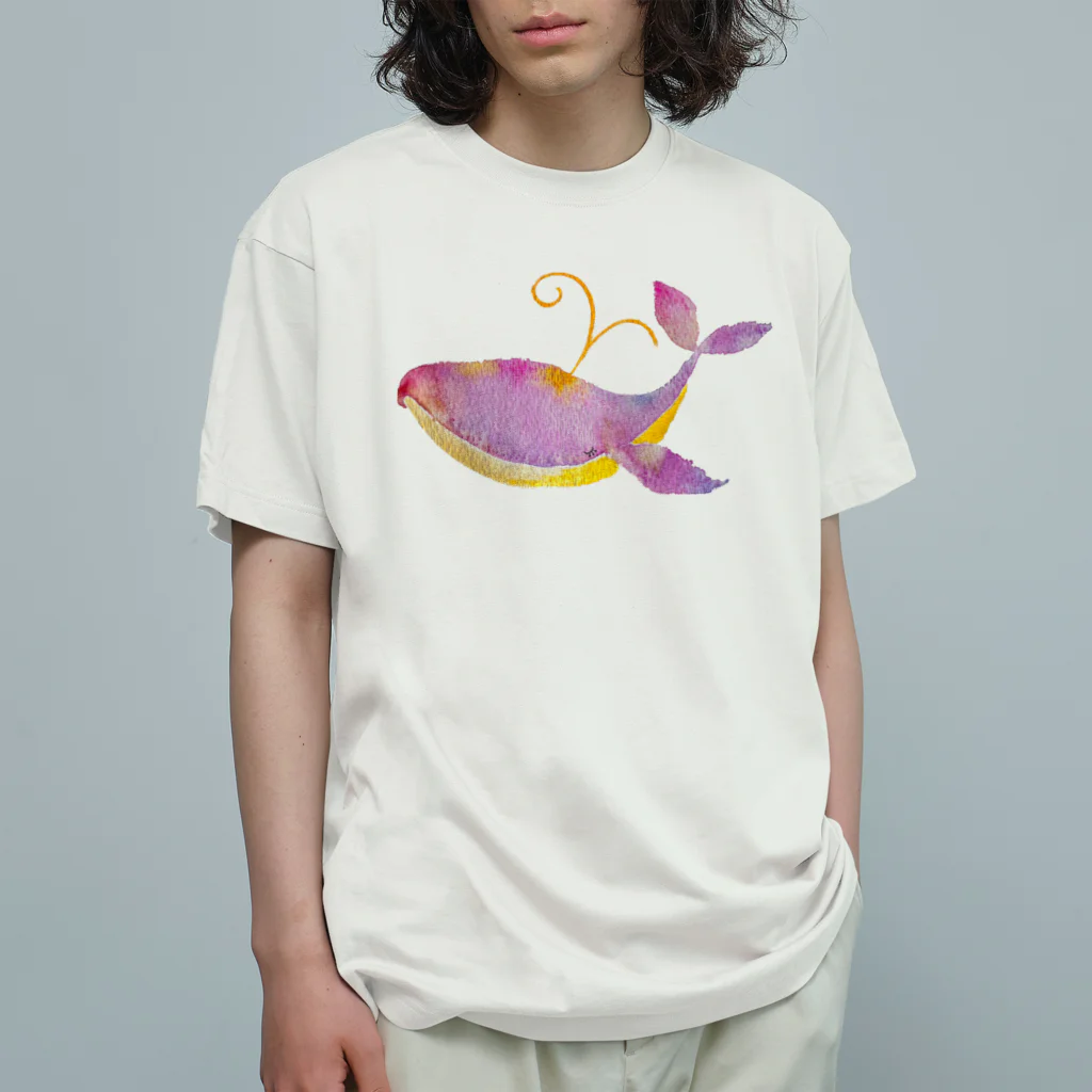 暖暖あたたかのピンクのクジラ Organic Cotton T-Shirt