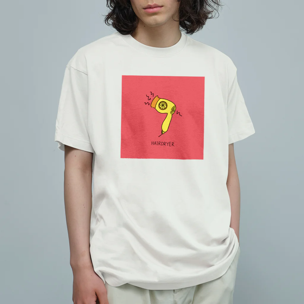 とある丸眼鏡の描き散らしのHAIR DRYER_RED オーガニックコットンTシャツ