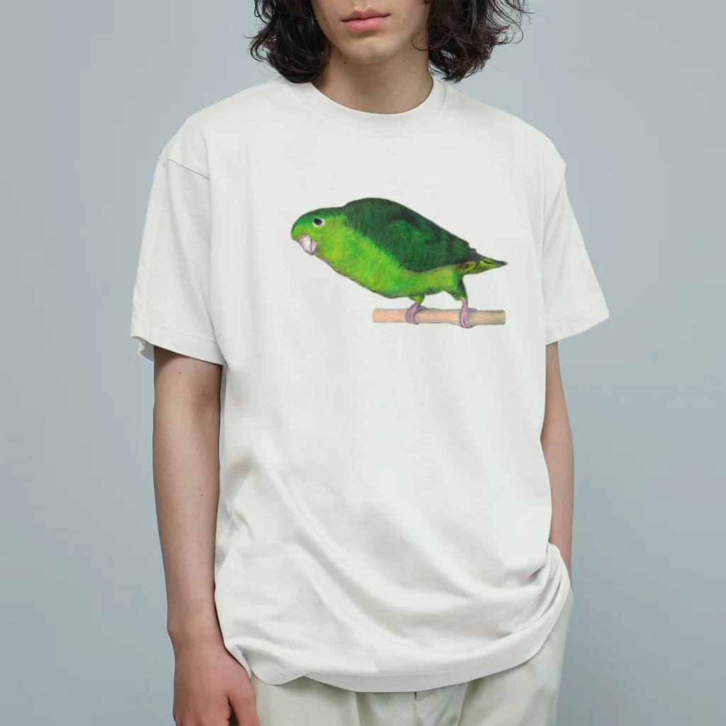 森図鑑の[森図鑑] サザナミインコ緑色 Organic Cotton T-Shirt