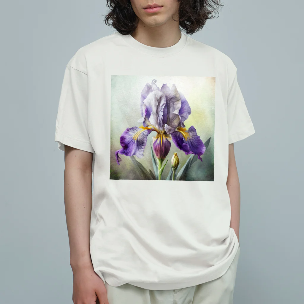 botanicalartAIの神秘的なアヤメ オーガニックコットンTシャツ