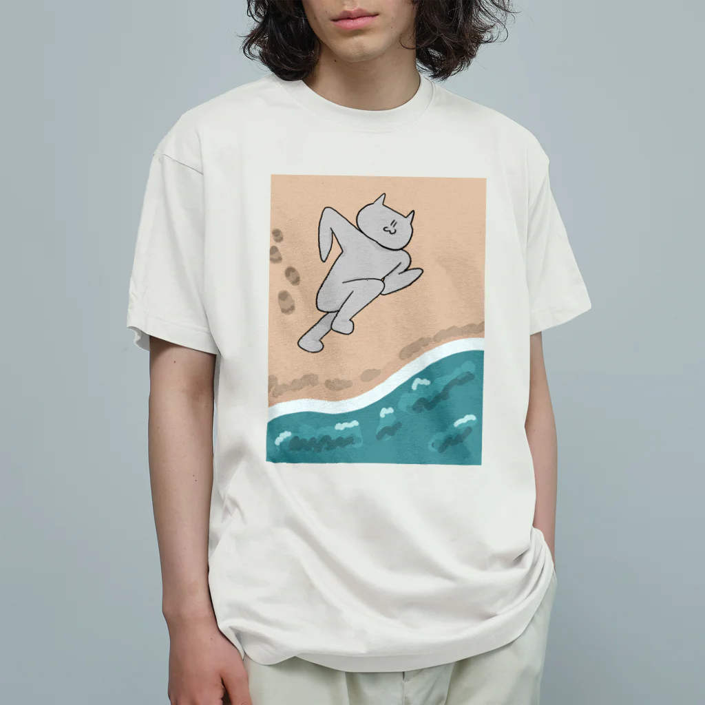 美術部の恥の海に向かってはしるネコさん Organic Cotton T-Shirt