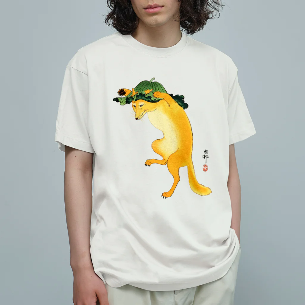 MUGEN ARTの小原古邨　踊る狐　日本の名画アートTシャツ Organic Cotton T-Shirt