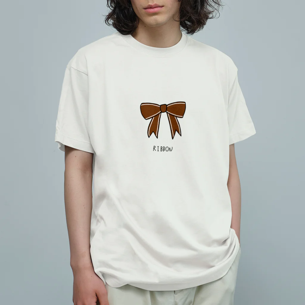 とある丸眼鏡の描き散らしのRIBBON_透明 オーガニックコットンTシャツ