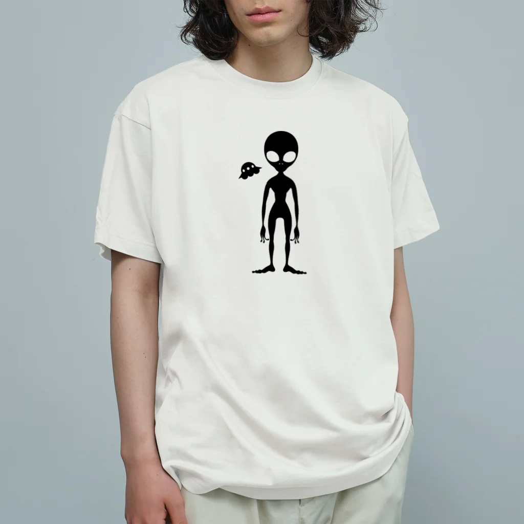 kimchinのグレイタイプの宇宙人のシルエット オーガニックコットンTシャツ