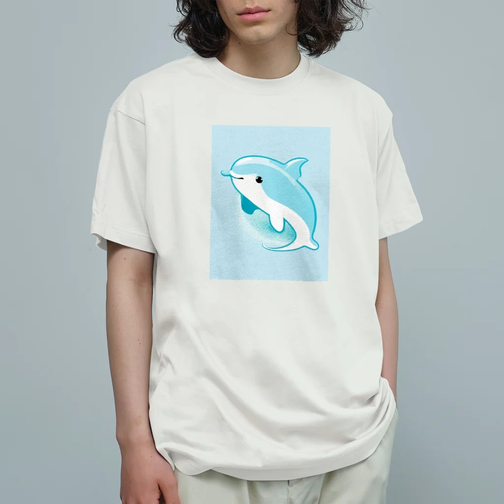 dolphineの癒しのハッピードルフィン　Healing Happy Dolphine Organic Cotton T-Shirt