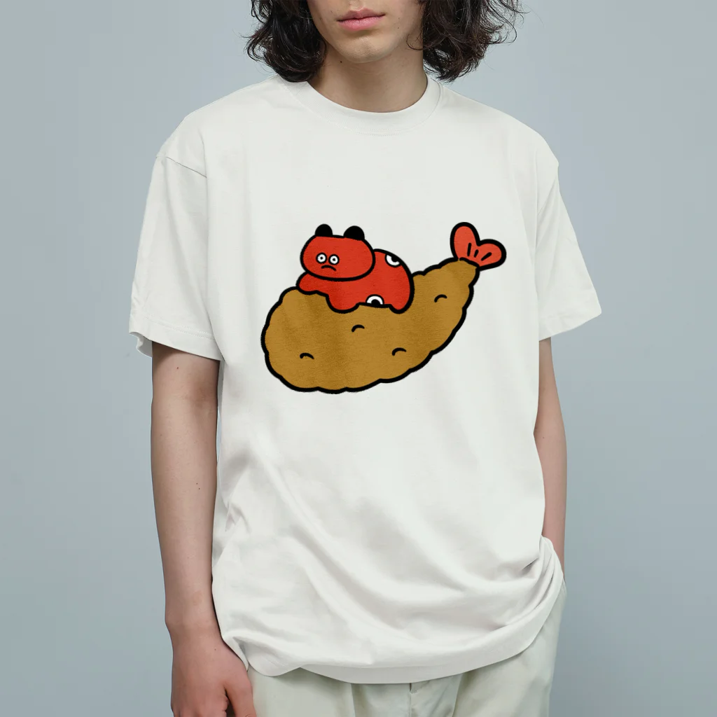 とんかつ太郎の店のあかべことエビフライ オーガニックコットンTシャツ